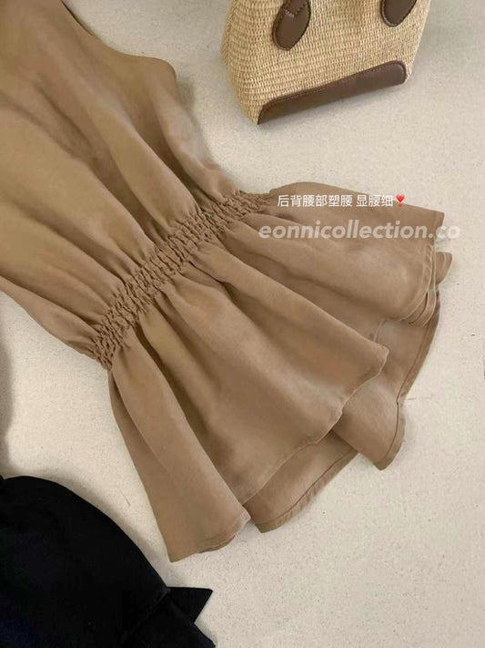 #2004 Cotton-Linen V-Neck Vest Top & Wide-Leg Pants | 2-Piece Minimalist Set(3 Colors)