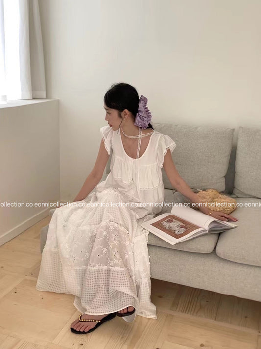 #1053 Cascading Lace Top: Soft & Feminine - White