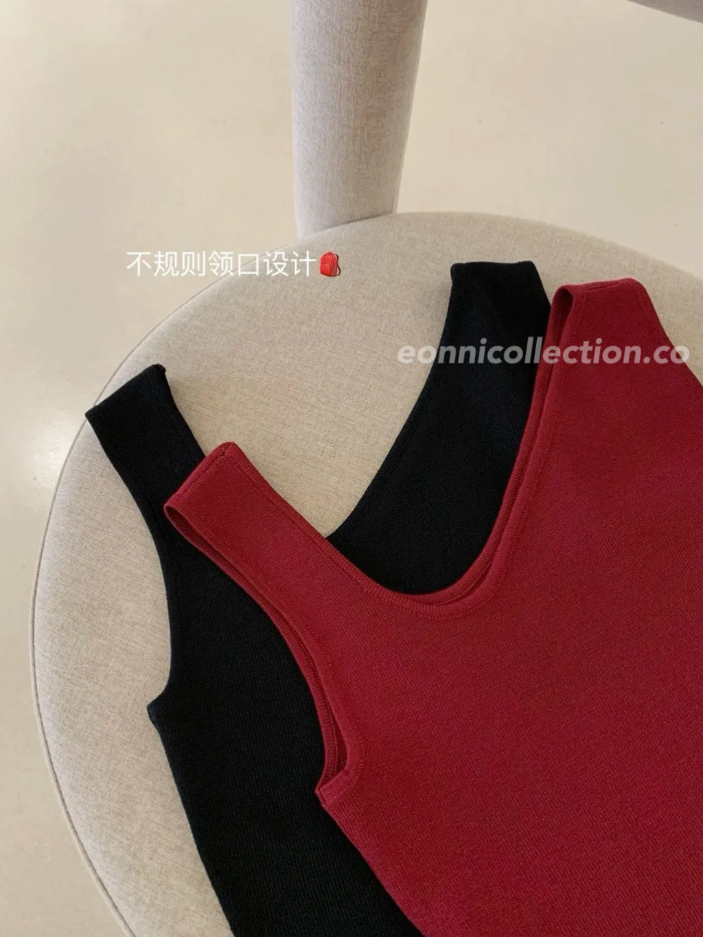 #1019 Irregular Neckline Split Knit Top(3 Colors)