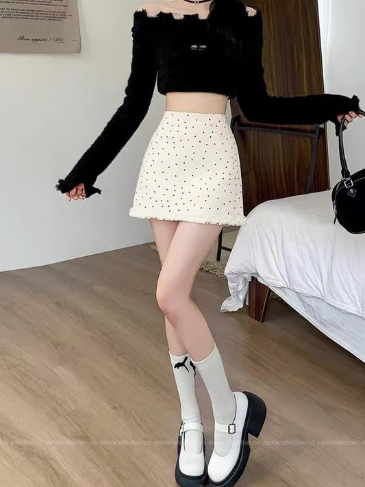 #3025 Polka Dots A-Line Skirt(3 Colors)