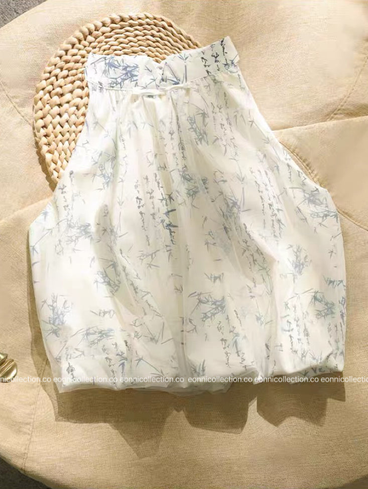 #1103 Oriental Breeze Halter Blouse(2 Colors)