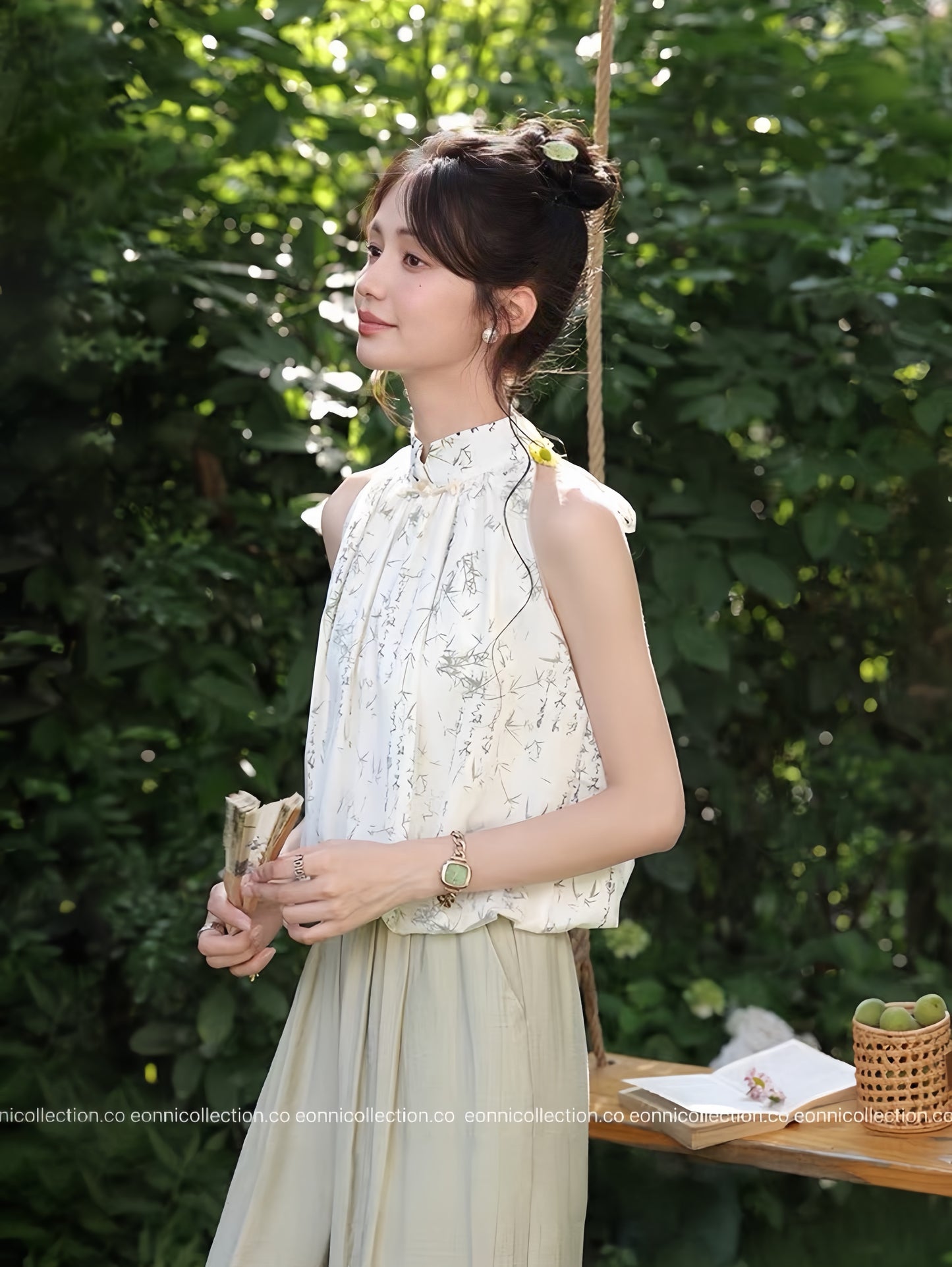 #1103 Oriental Breeze Halter Blouse(2 Colors)