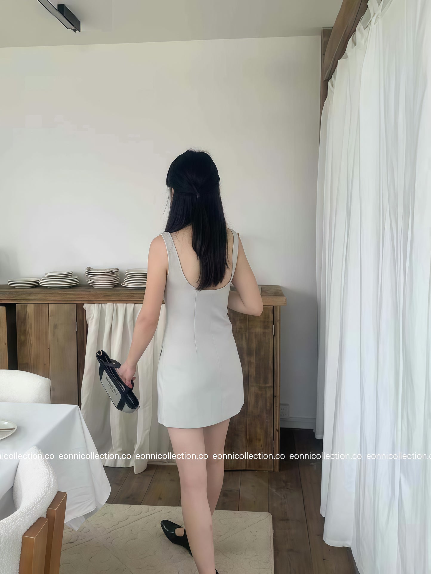 #2063 Korean Indie Minimalist Spaghetti Strap Suiting Dress(2 Colors)