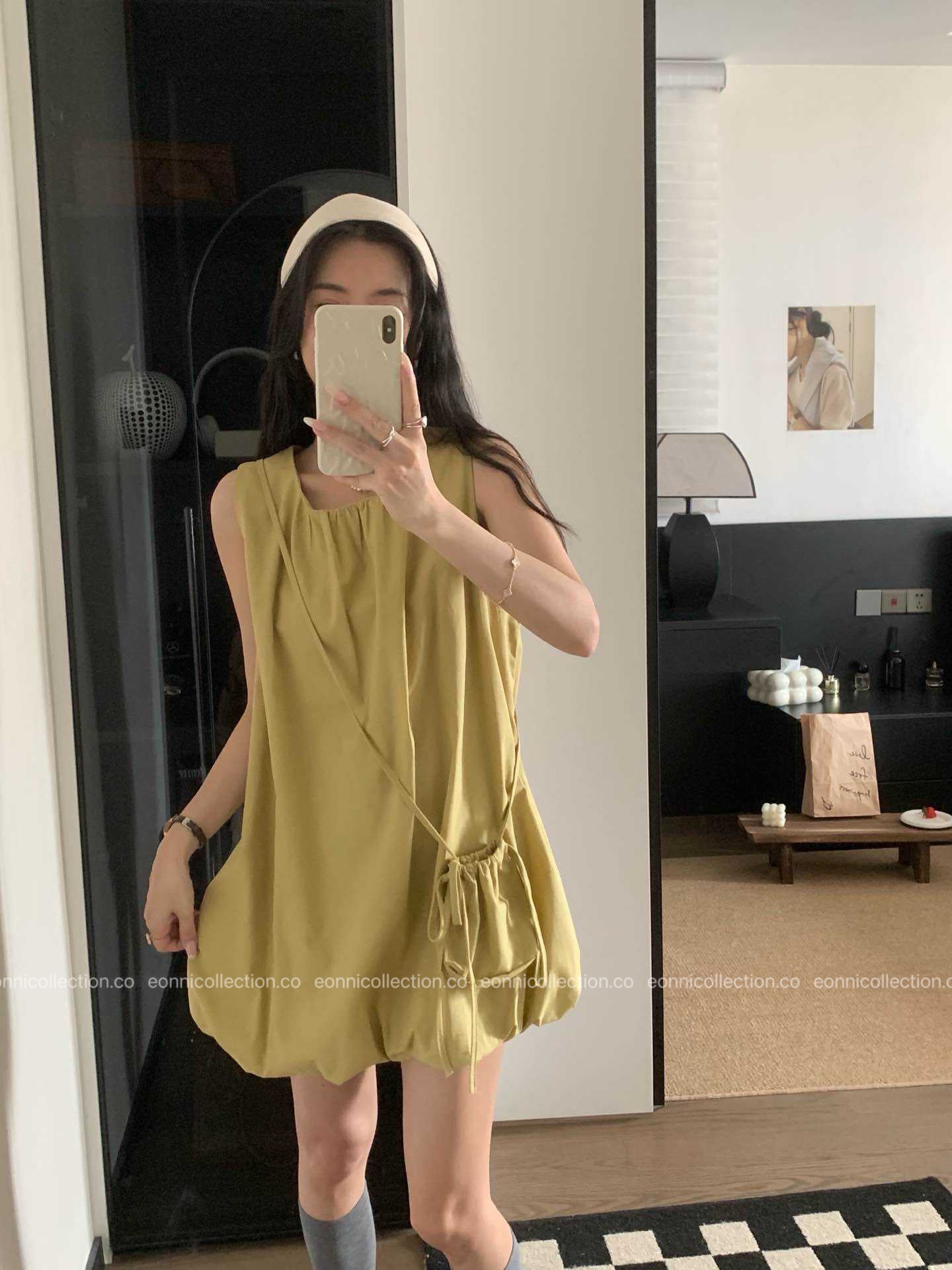 #2093 Blouson Dress with Small Bag(4 Colors)