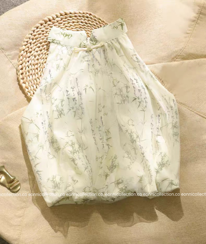 #1103 Oriental Breeze Halter Blouse(2 Colors)