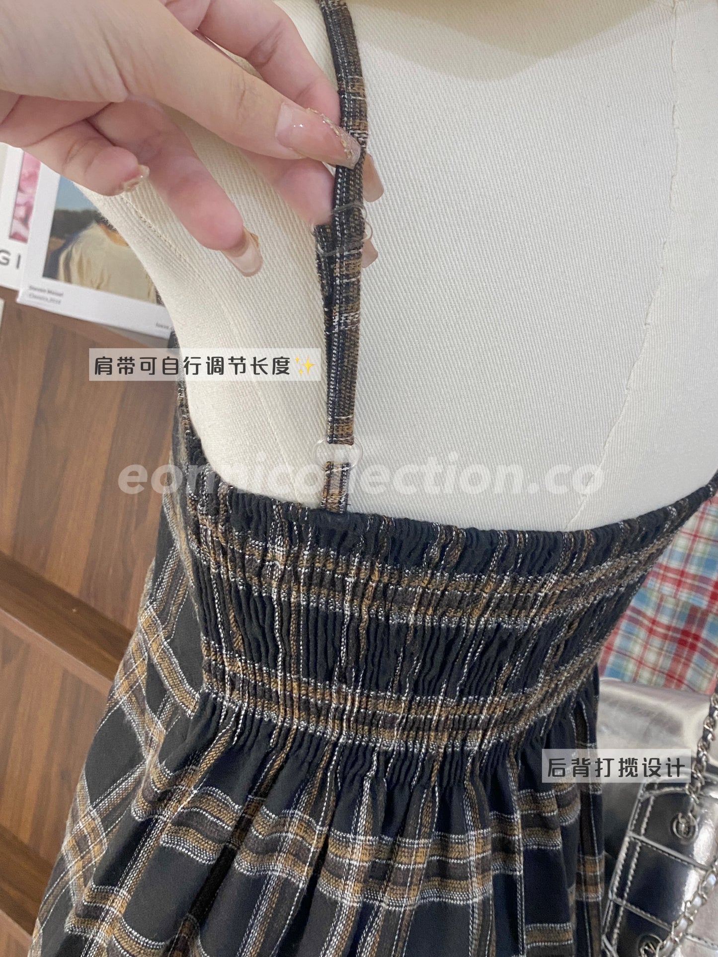 #1010 Plaid Strap Camisole Top(3 Colors)