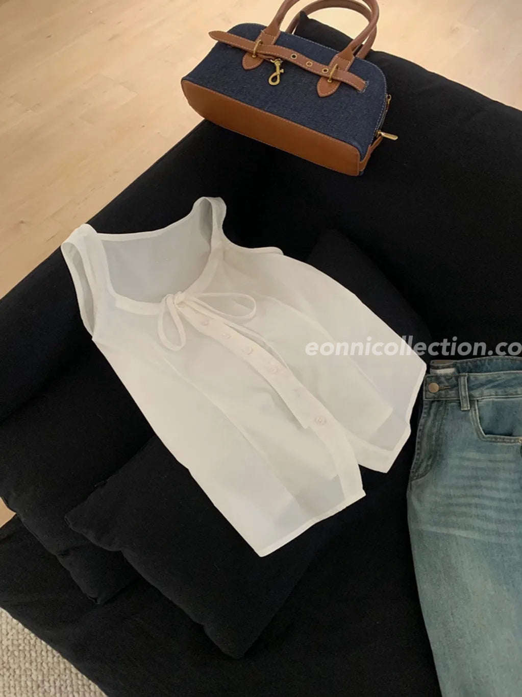 #1017 French Chic Sleeveless Tie Blouse(2 Colors)