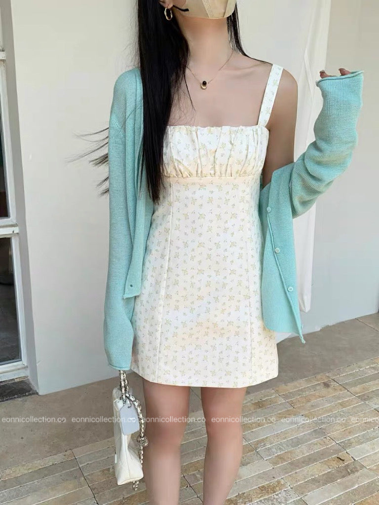 #2066 French Floral Spaghetti Strap Sundress(2 Colors)
