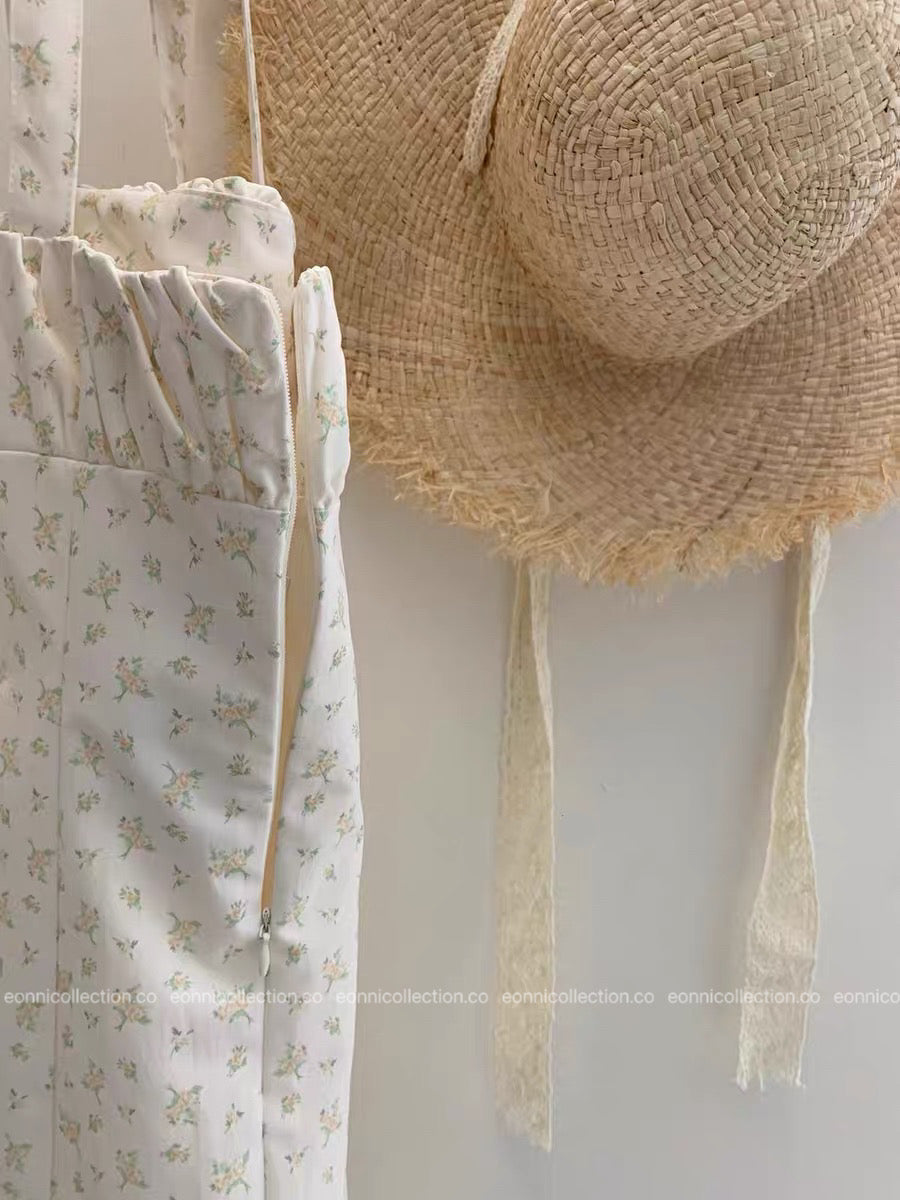 #2066 French Floral Spaghetti Strap Sundress(2 Colors)