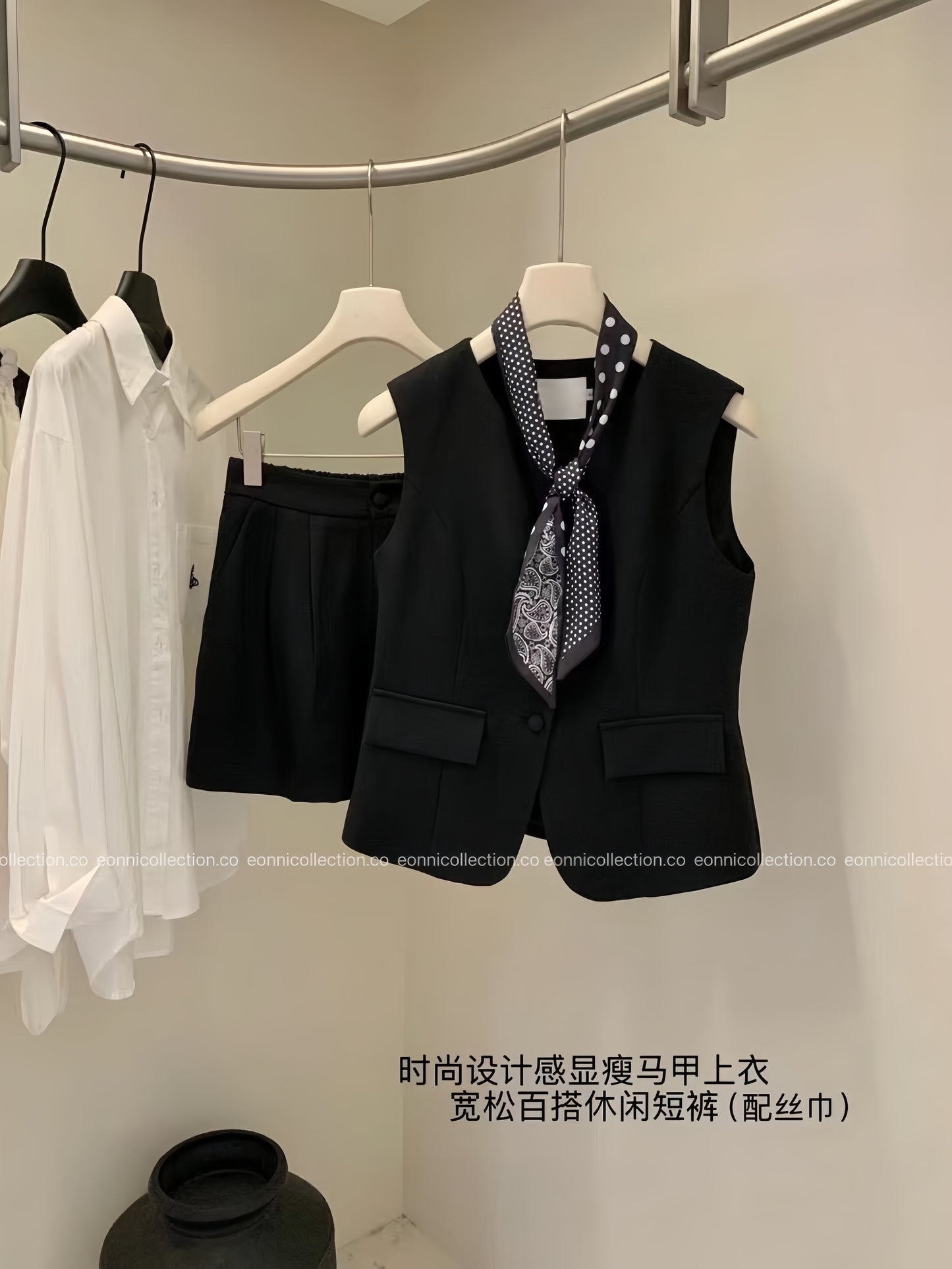 #2103 Elegant Waistcoat Suit Set with Scarf