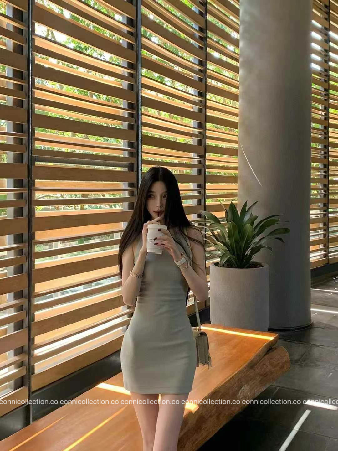 #2056 Solid Color Slim Fit Mini Dress(2 Colors)
