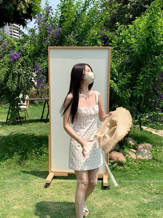 #2066 French Floral Spaghetti Strap Sundress(2 Colors)