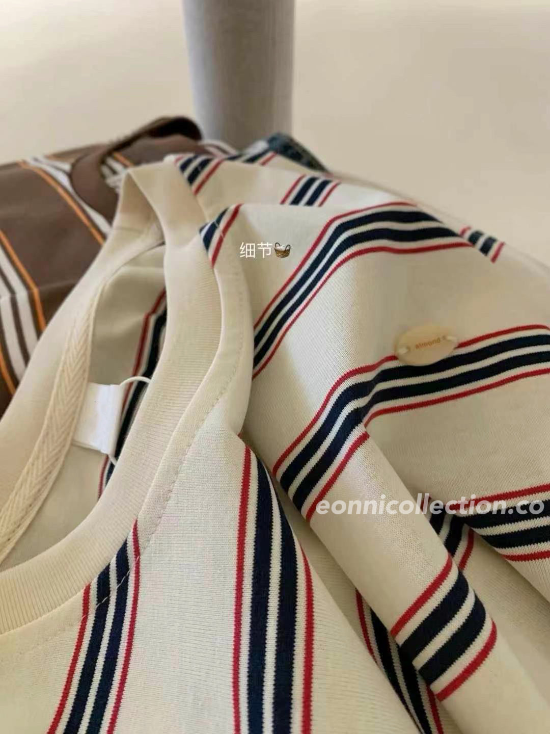 #1007 Retro Color-Blocked Stripe Tee(3 Colors)