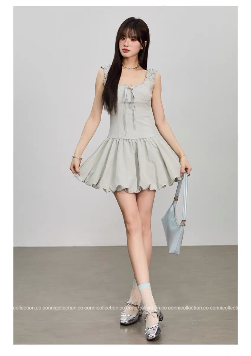 #2077 Sassy Tiered Waist - Cinched Puff Dress(2 Colors)