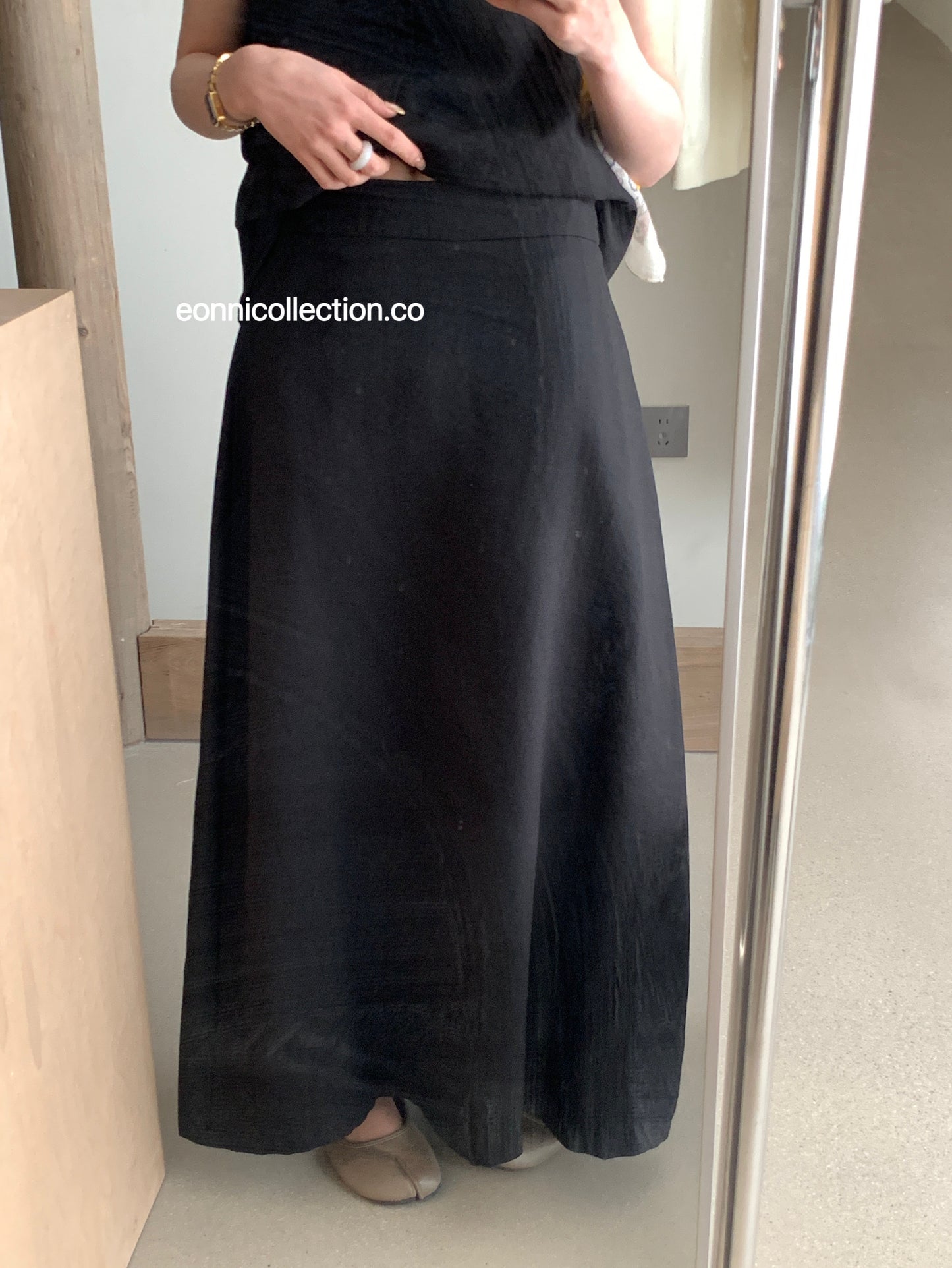 #2028 French Minimalist Linen Coordinates Le Set Décontracté - Black