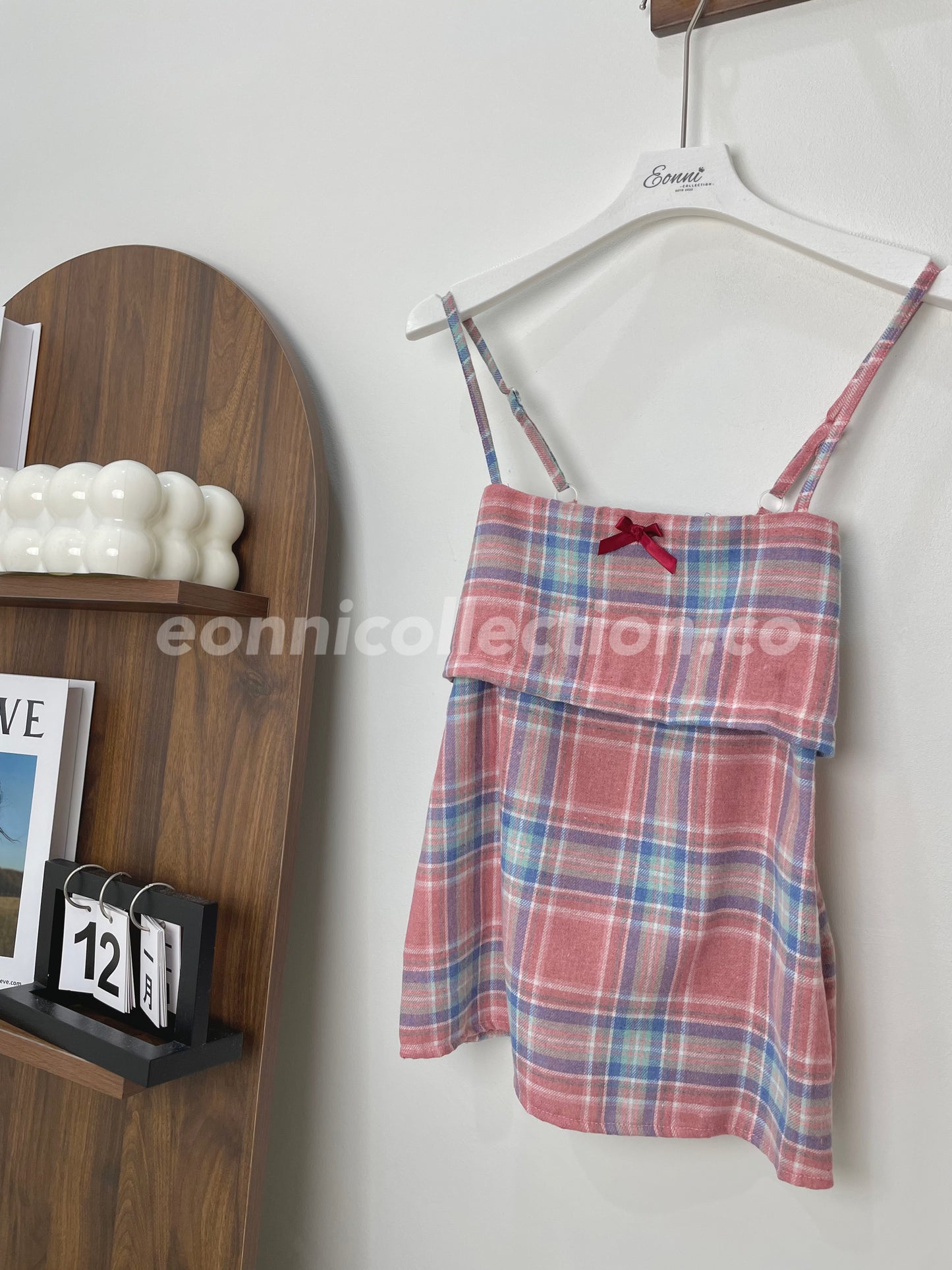 #1010 Plaid Strap Camisole Top(3 Colors)