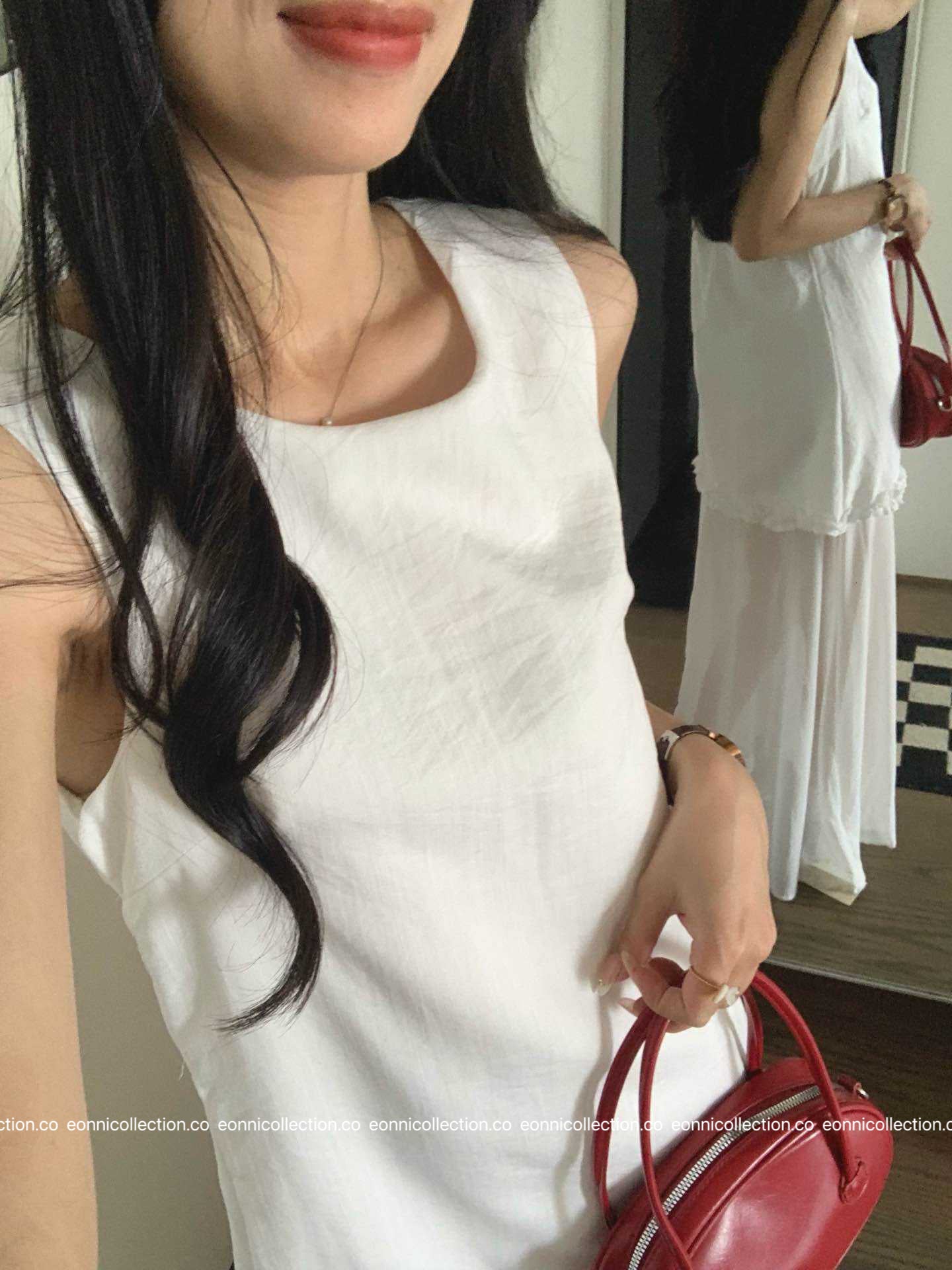 #2050 Vest Dress in Cotton Linen with Artisan Tiered Panels(3 Colors)
