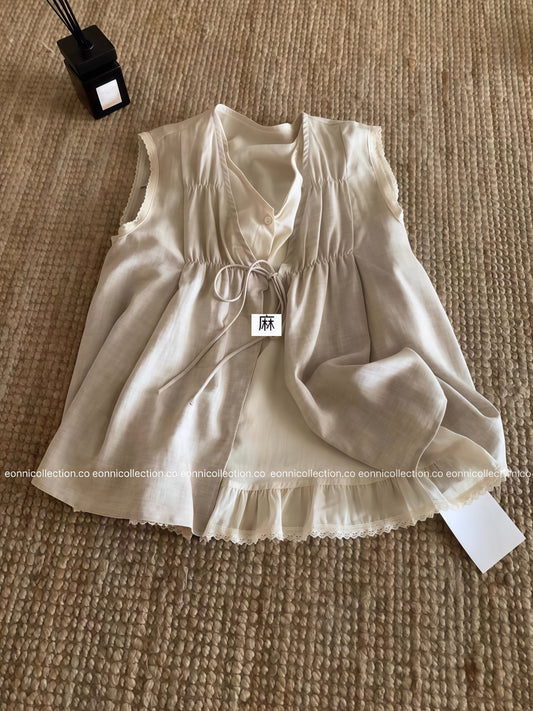 #1100 Linen Layered-Look Top