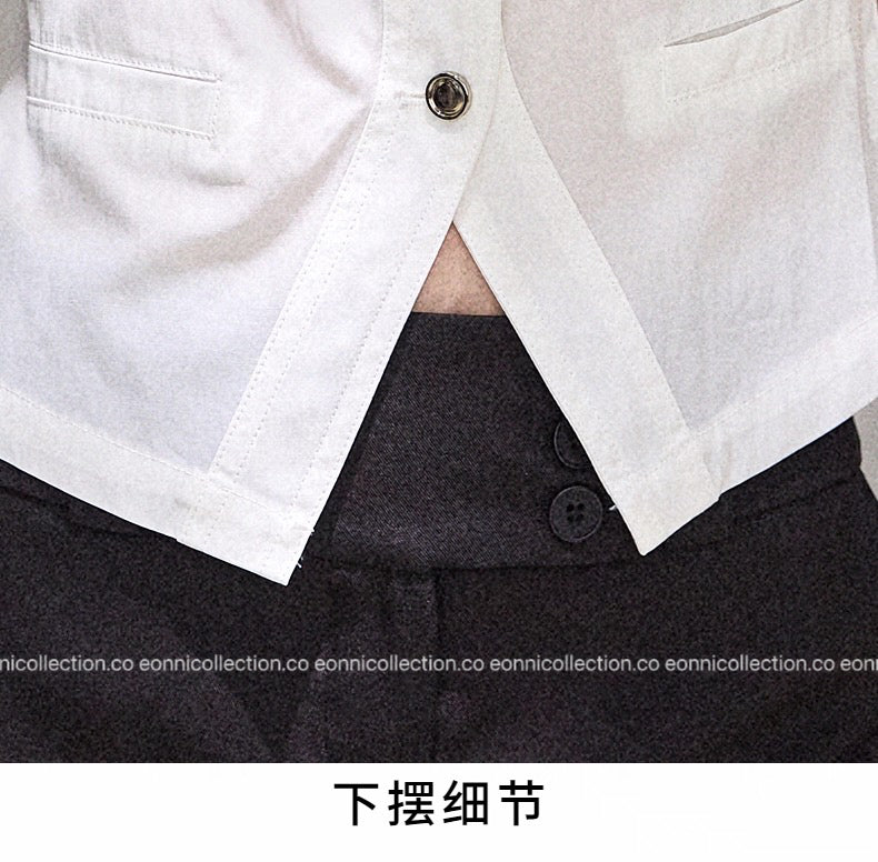 #1093 French Minimal Vest Style Blouse(2 Colors)