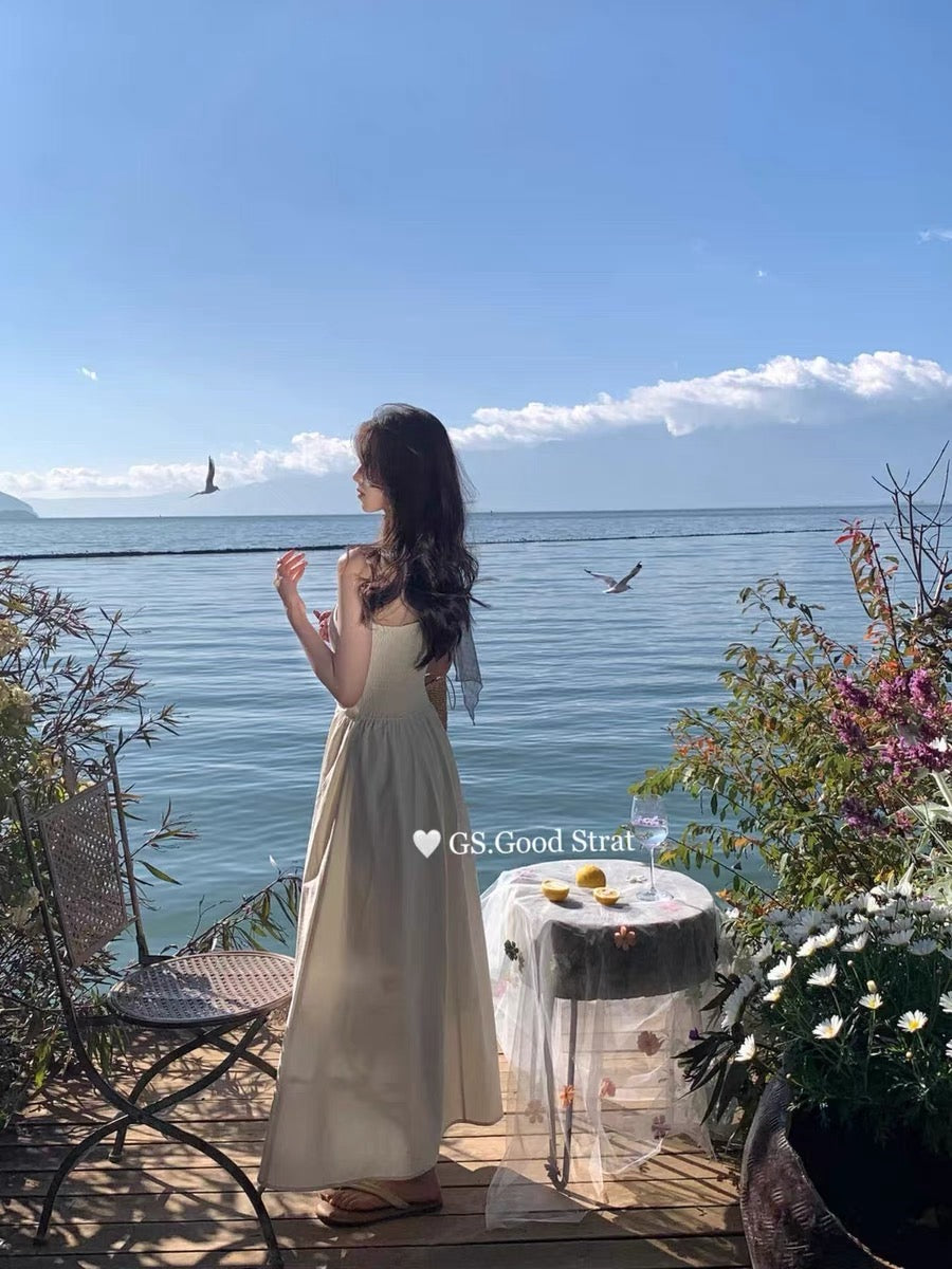 #2023 Elegance Strapless Dress & Scarf Set - Beige