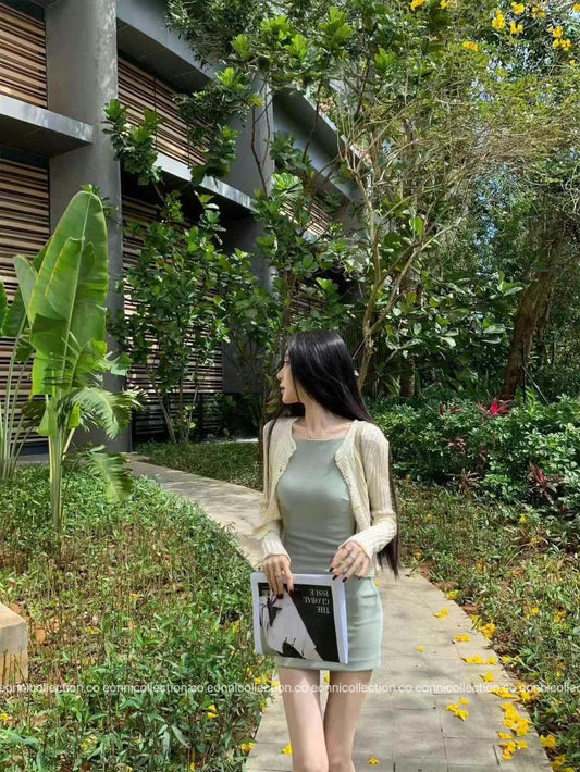 #2056 Solid Color Slim Fit Mini Dress(2 Colors)