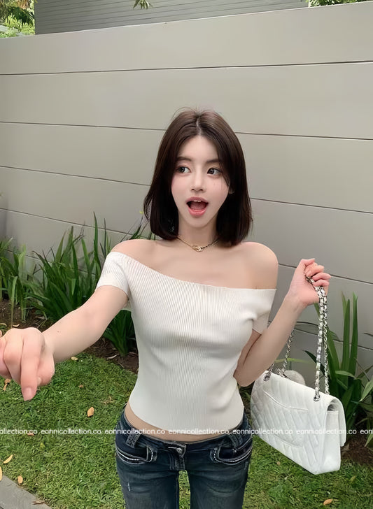 #1083 Ultra Stretch Off Shoulder Knit Top(3 Colors)