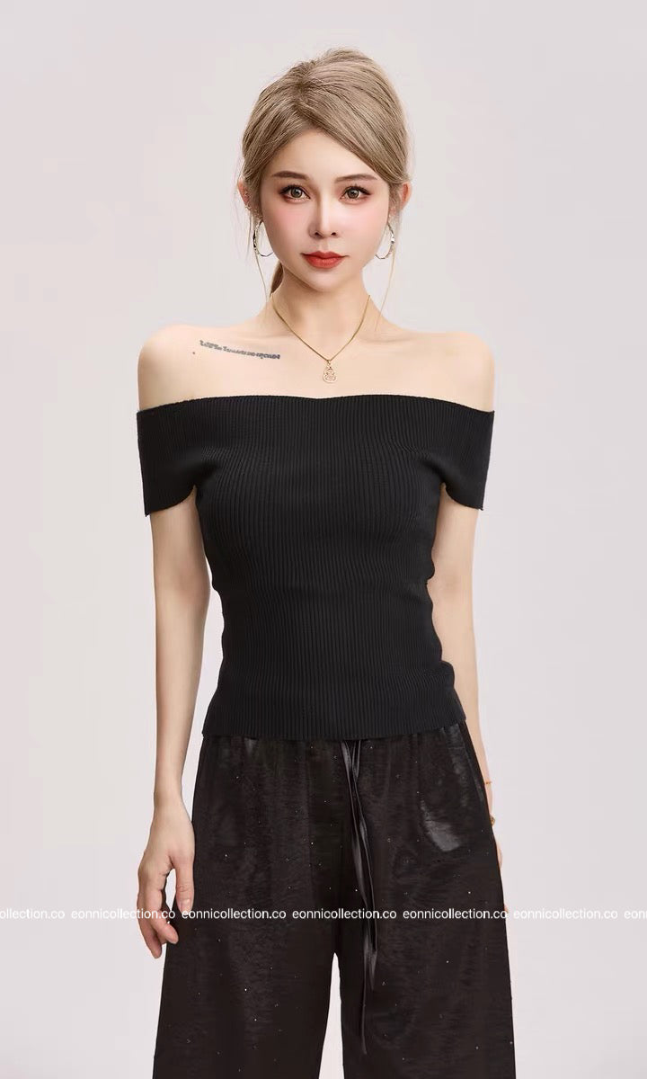 #1083 Ultra Stretch Off Shoulder Knit Top(3 Colors)