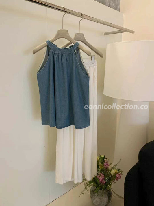 #1014 Halter Neck Denim Top
