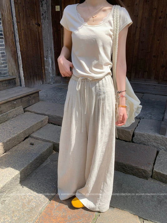 #3040 Eva Linen Long Pants(2 Colors)