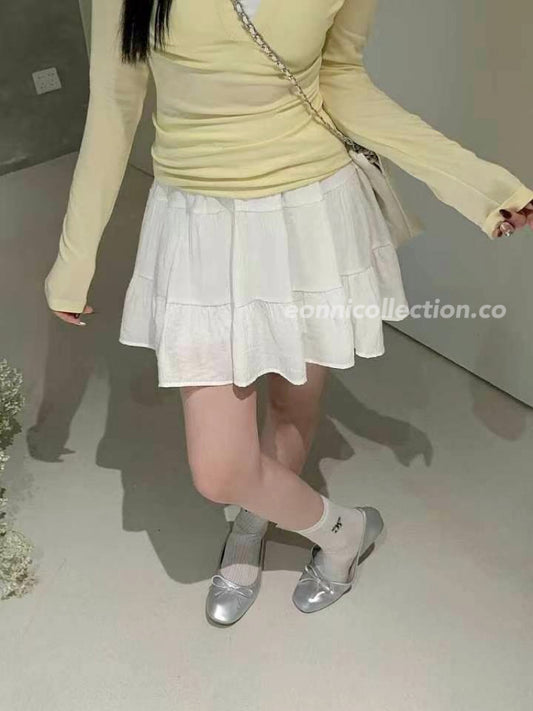 #3003 Ballet-Inspired High-Waist A-Line Skirt(3 Colors)