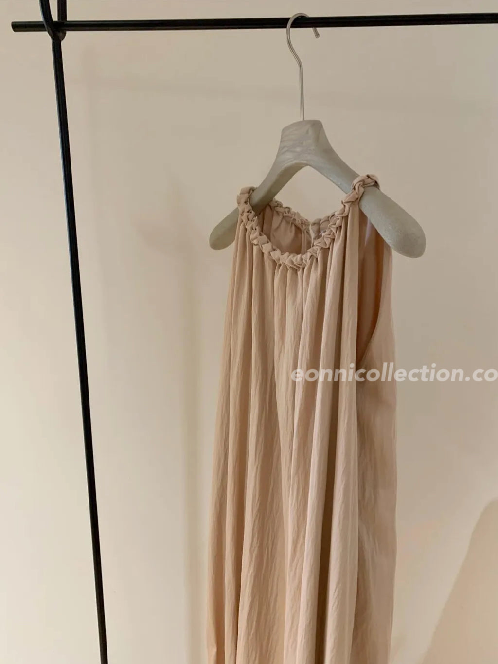 #2009 Cable Stitch Halter Neck Loose-Fit Sundress - Pink