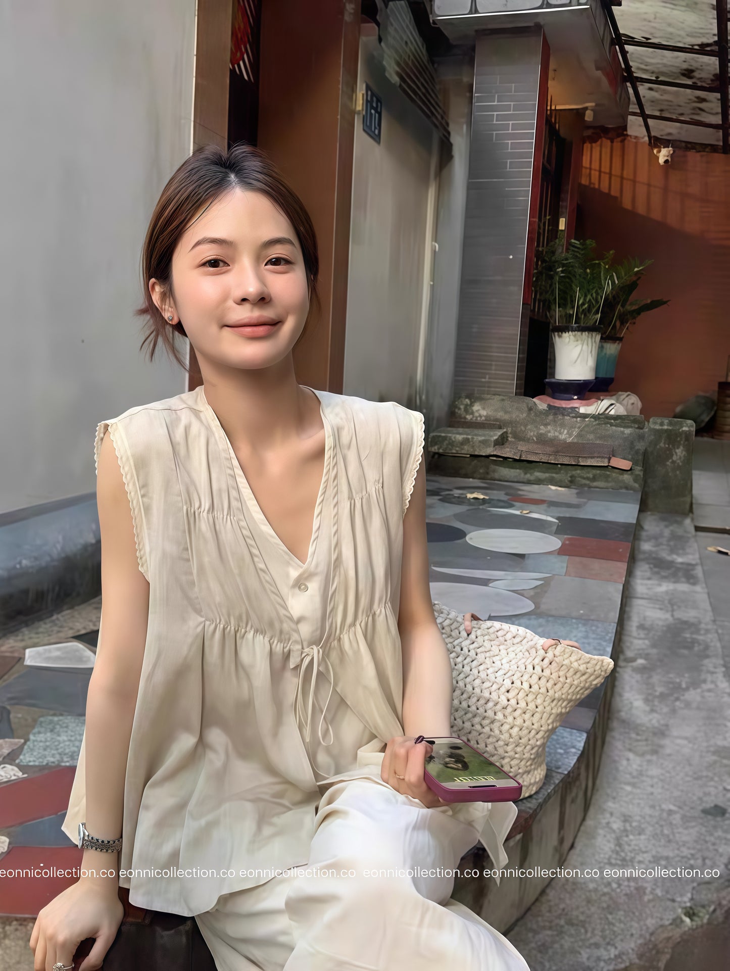 #1100 Linen Layered-Look Top