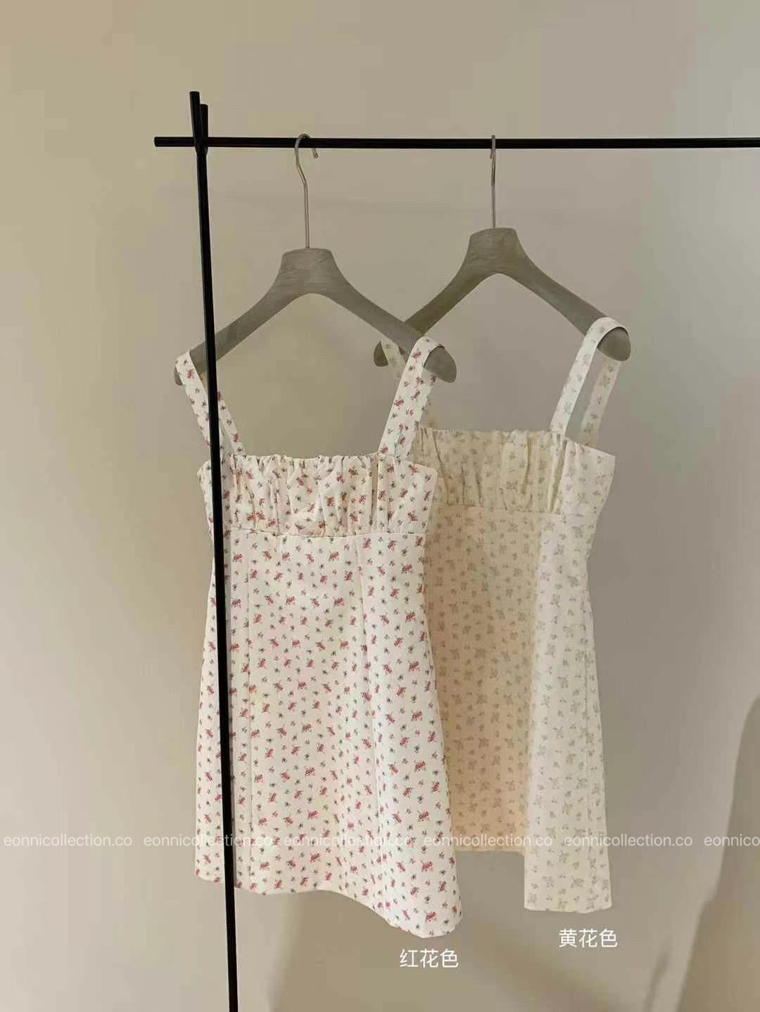 #2066 French Floral Spaghetti Strap Sundress(2 Colors)
