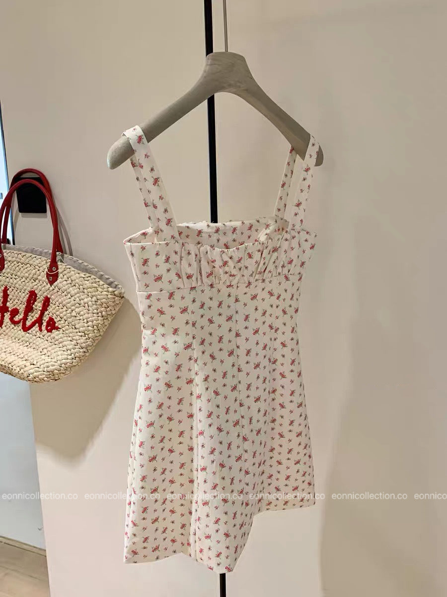 #2066 French Floral Spaghetti Strap Sundress(2 Colors)