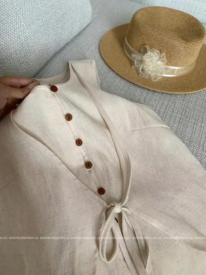 #2100 Linen Two Piece Set in Old Money Aesthetic