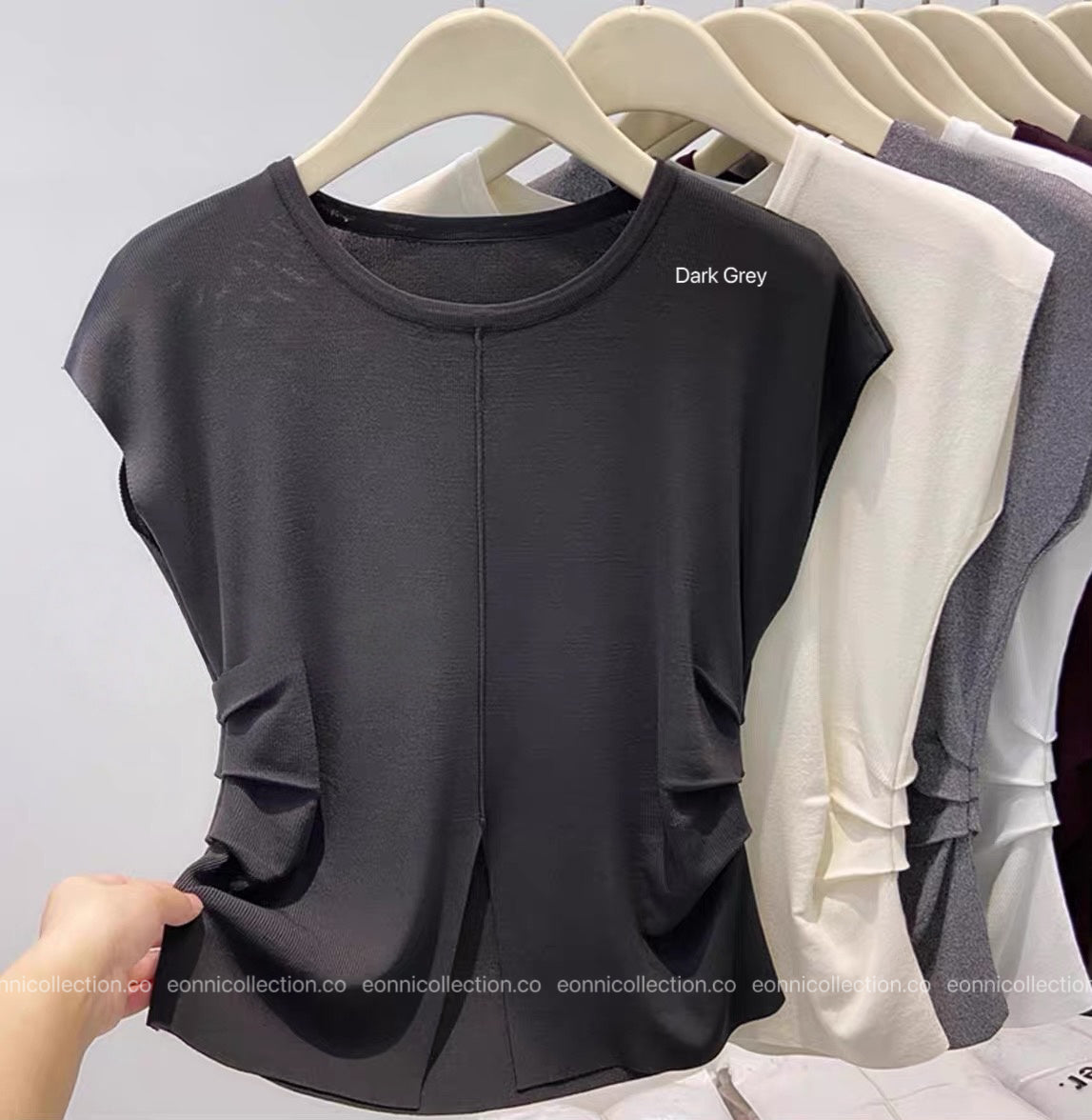#1068 Feather-Light Cool-Touch Pearl Knit Designer Top（4 Colors）