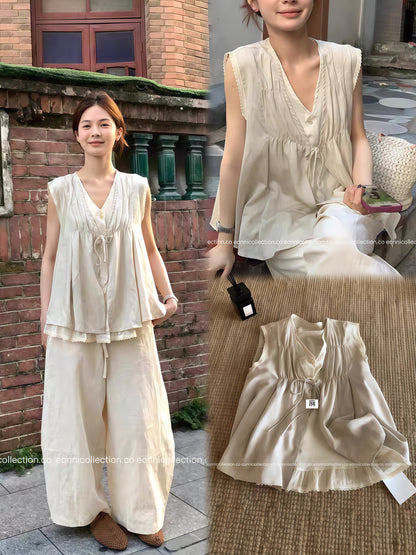 #1100 Linen Layered-Look Top