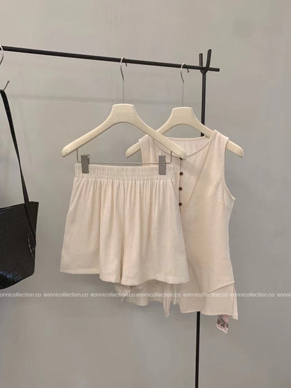 #2100 Linen Two Piece Set in Old Money Aesthetic