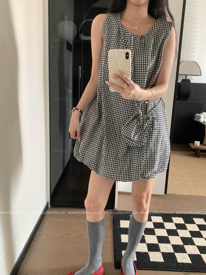 #2093 Blouson Dress with Small Bag（4 Colors）