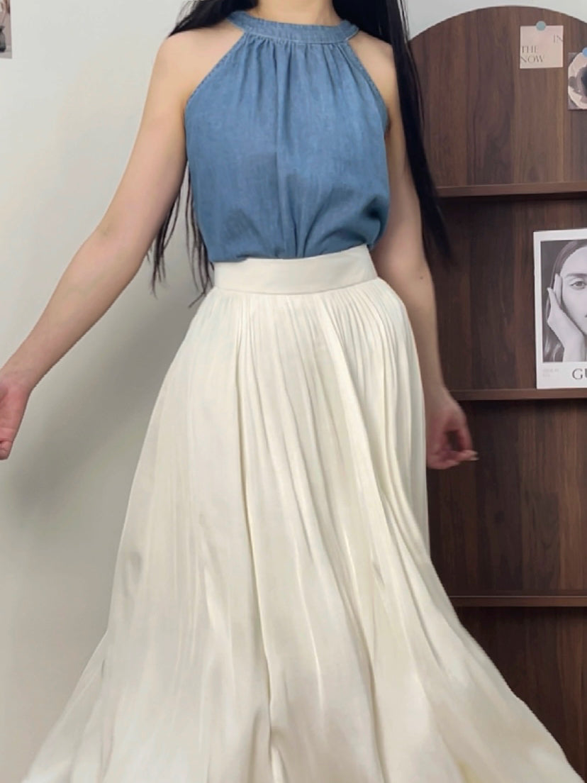 #3006 Luminous Seoul Draped Skirt（2 Colors)