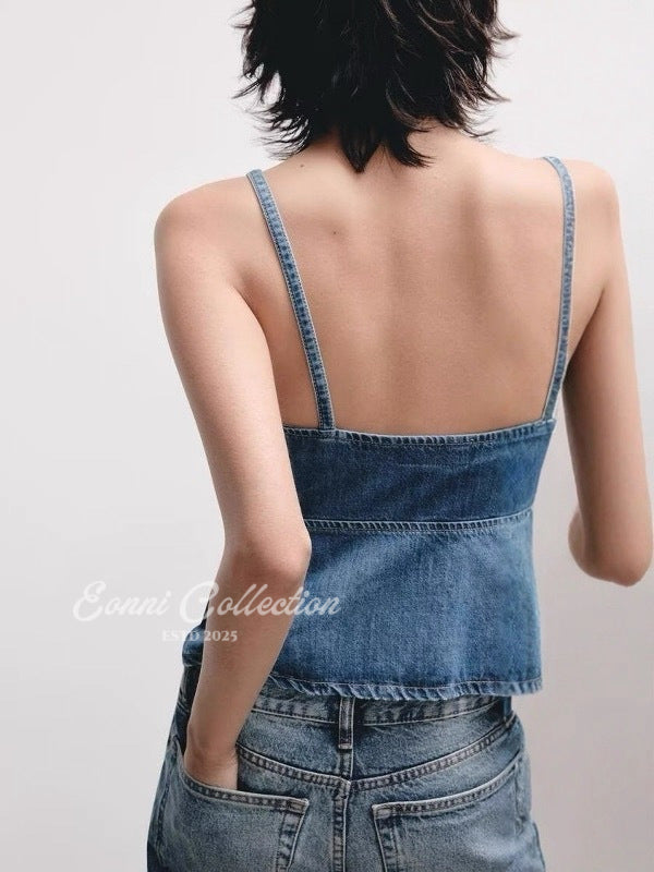 #1125 Janel Denim Top
