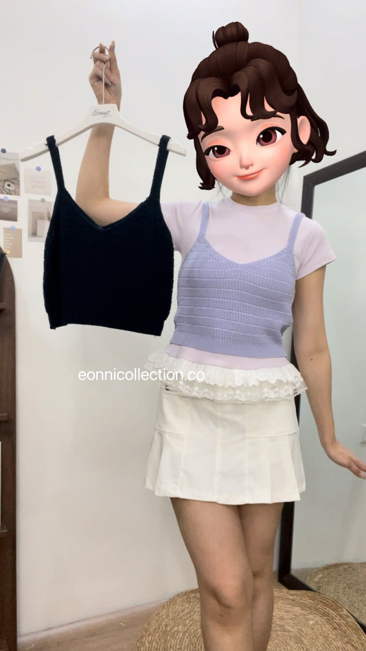 #1038 Layered Cut-Out Knit Top - Purple