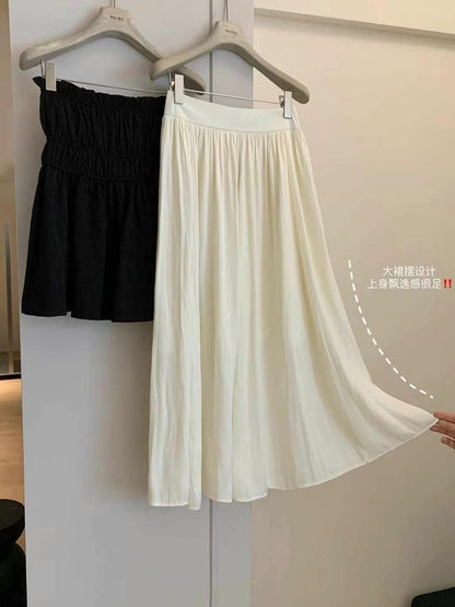 #3006 Luminous Seoul Draped Skirt（2 Colors)
