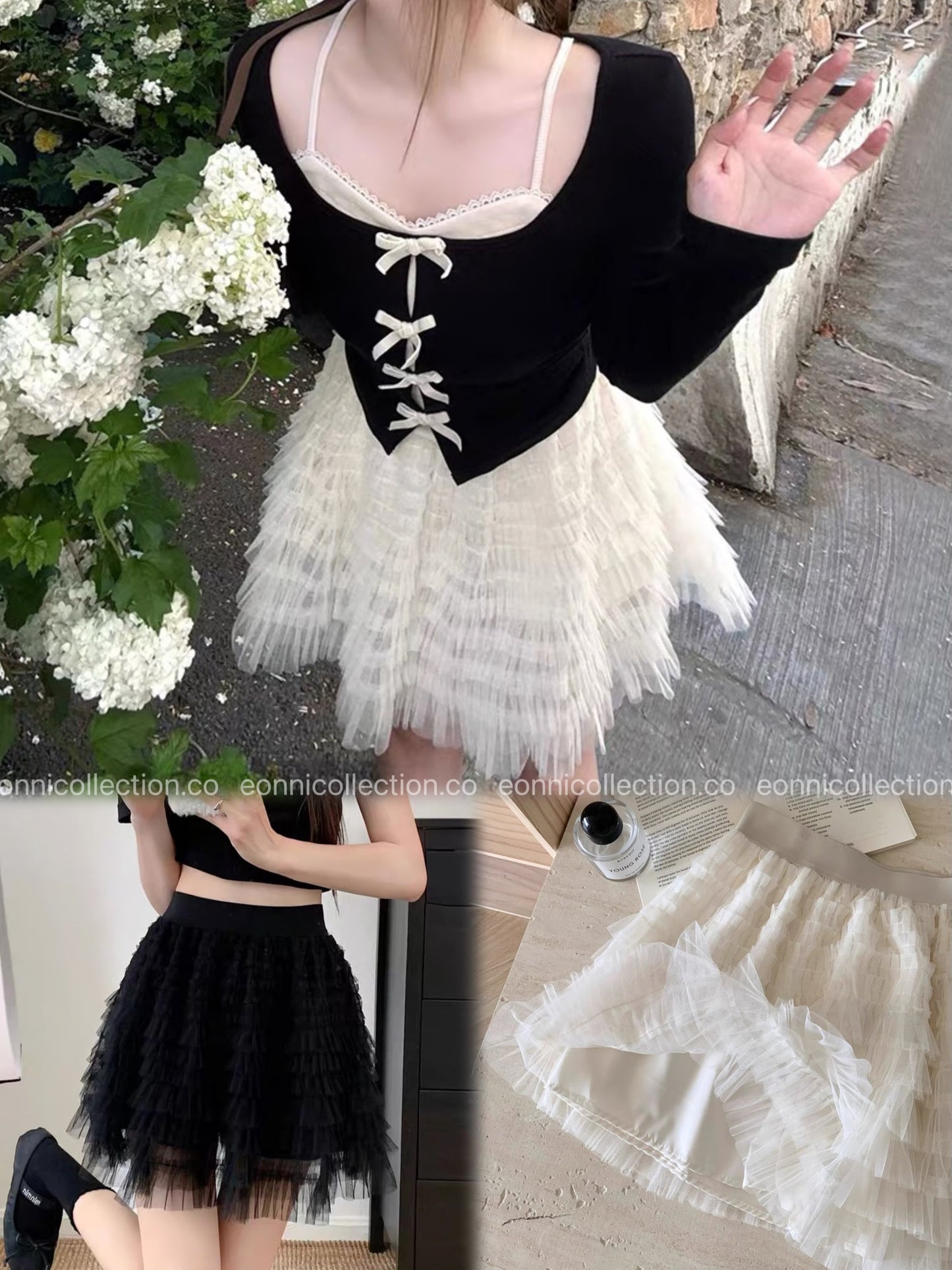 #3019 Haute Petite Skirt Architectural Tiered Tulle with Intricate Detailing（2 Colors）