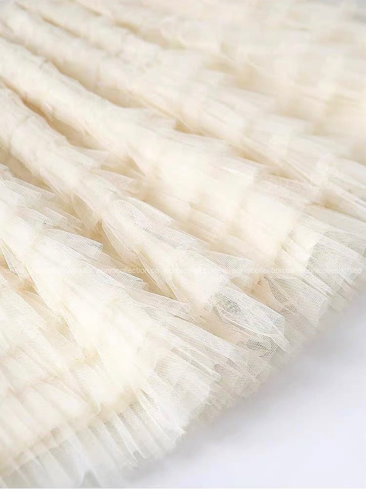 #3019 Haute Petite Skirt Architectural Tiered Tulle with Intricate Detailing（2 Colors）