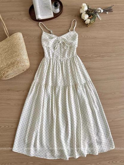 #2073 Polka Dot Spaghetti Strap Dress