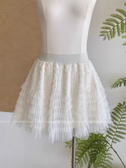 #3019 Haute Petite Skirt Architectural Tiered Tulle with Intricate Detailing（2 Colors）