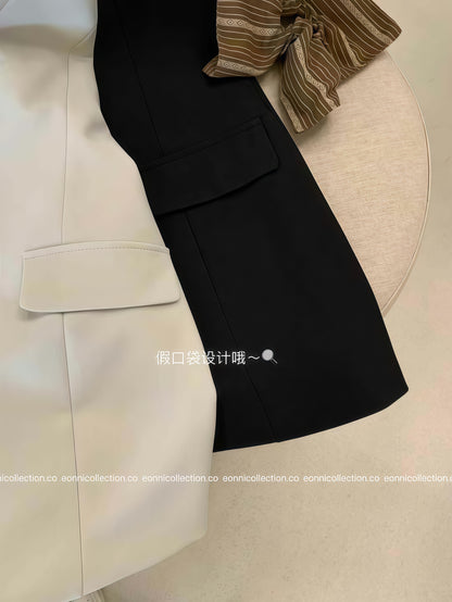 #2063 Korean Indie Minimalist Spaghetti Strap Suiting Dress（2 Colors）