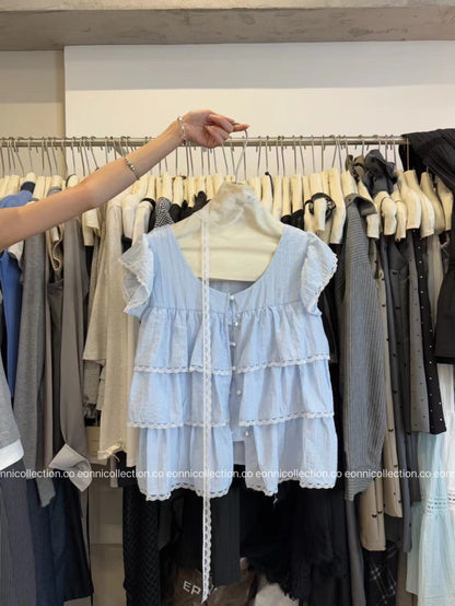 #1053 Cascading Lace Top: Soft & Feminine - White