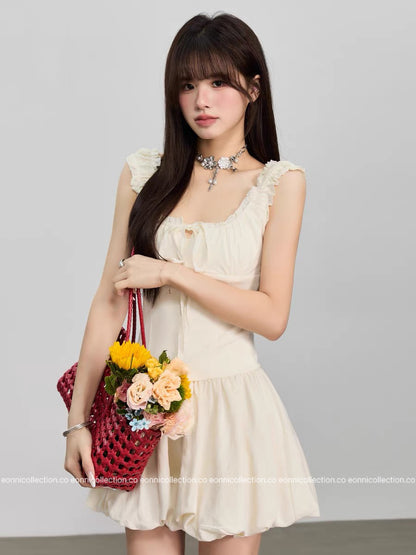 #2077 Sassy Tiered Waist - Cinched Puff Dress（2 Colors）